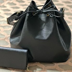 Louis Vuitton Black Epi Noe with Matching Wallet